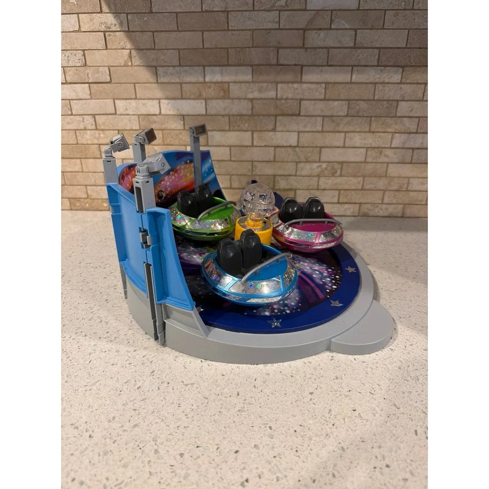 Playmobil Amusement Park Rides Lot Swing Carousel Space UFO Ride Lights Work